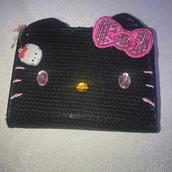 Hello Kitty Handbags - Hello Kitty black sequin wallet with pink bow